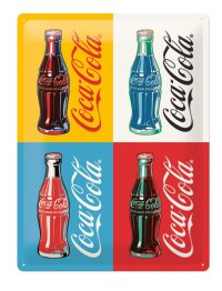 Coca Cola Four Bottles Blechschild