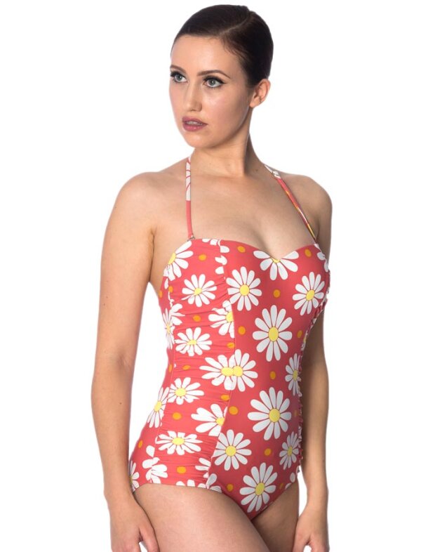 Banned Crazy Daisy Swimsuit Red