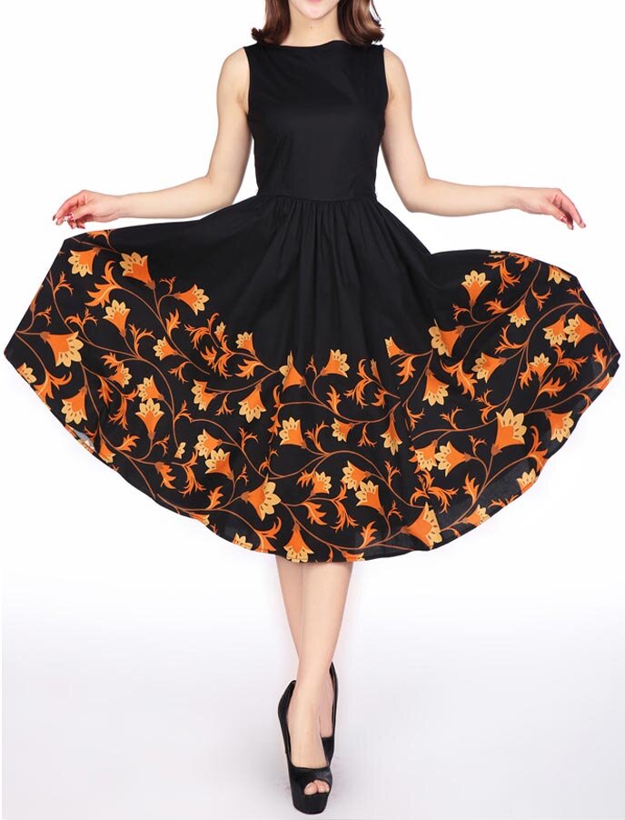 Black Dress günstig Kaufen-Sleeveless Dress Black Orange. Sleeveless Dress Black Orange . 