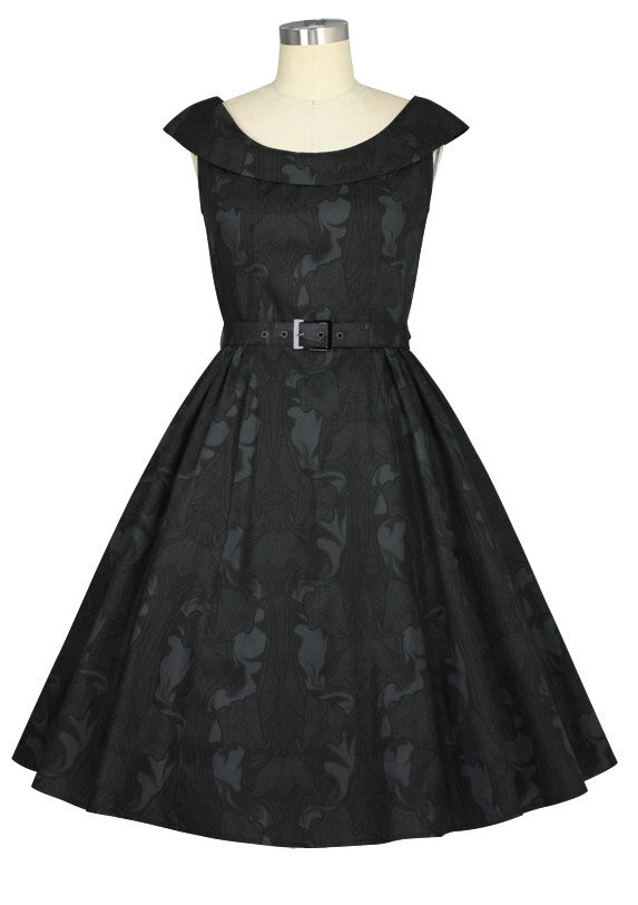 Schwarzes Retro günstig Kaufen-Schwarzes Retro Kleid mit großem Kragen. Schwarzes Retro Kleid mit großem Kragen . 