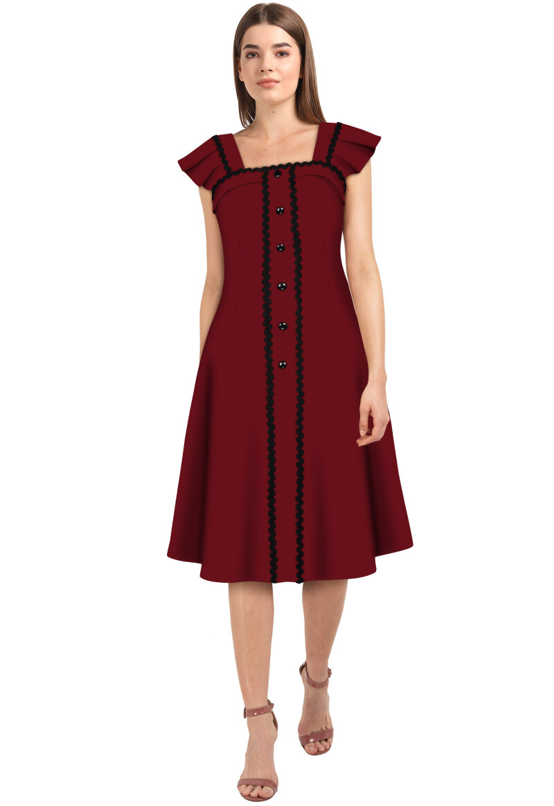 Kleid günstig Kaufen-Retro Kleid mit Faltenärmelchen Rot. Retro Kleid mit Faltenärmelchen Rot . 
