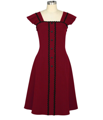 Retro Kleid mit Faltenärmelchen Rot