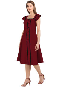 Retro Kleid mit Faltenärmelchen Rot 40