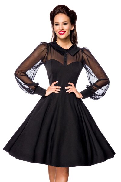 Hochgeschlossenes Vintage-Kleid Schwarz