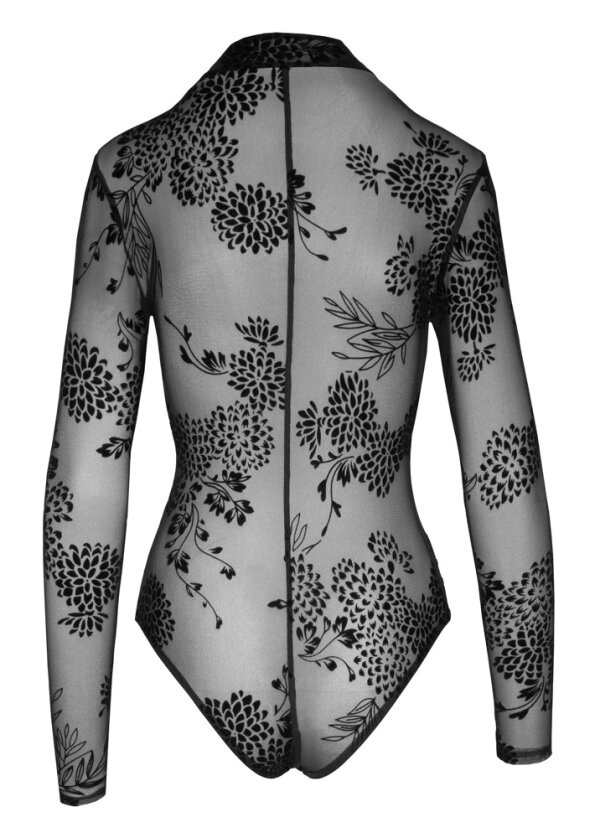 Langarm-Body mit Blüten-Samtflockprint