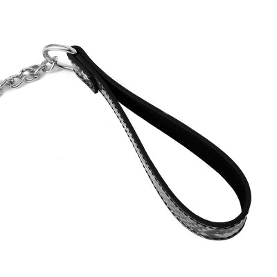 Halsband mit Leine Silber/Schwarz Reptil