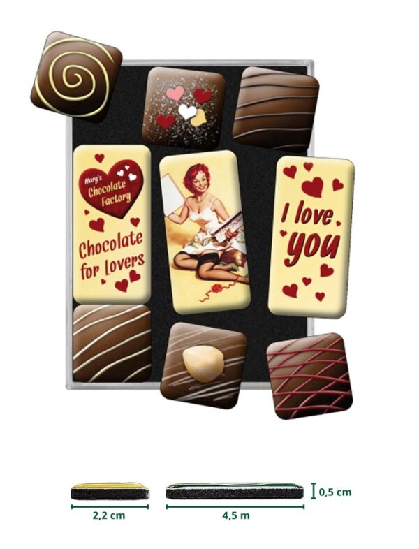 Geschenkbox 9-Teiliges Magnetset 83047 Neu I Love You Chocolate Set 
