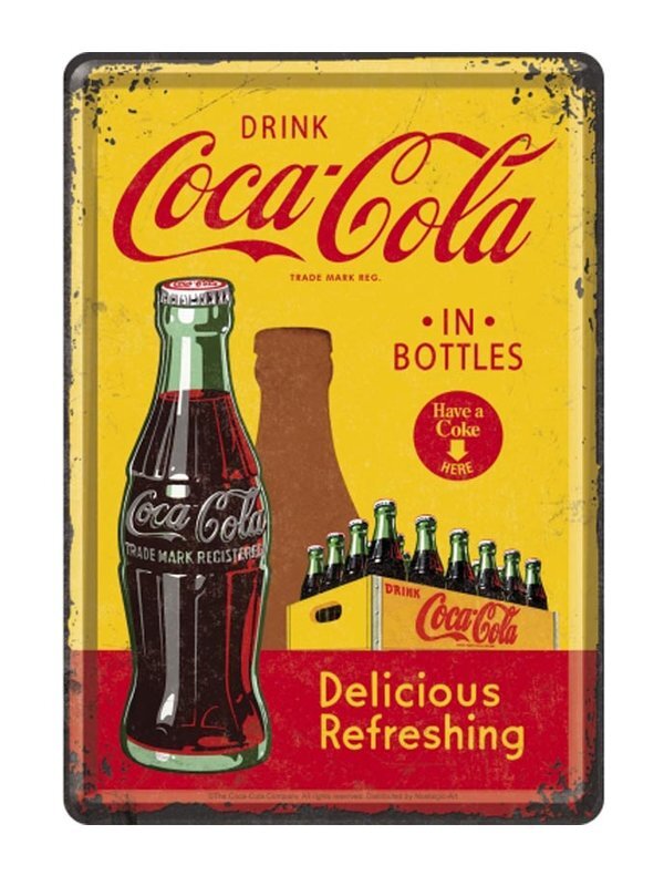 Coca Cola - In Bottles Yellow Blechschild